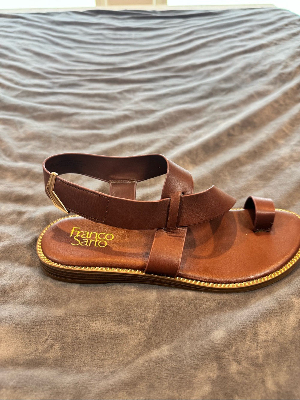 Franco Sarto Sandals - Brown Leather Ankle Strap - Size 7.5 - Picture 3 of 5